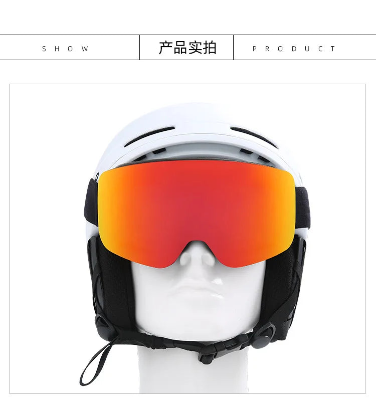 Big Ski Snowboard Goggles Women Men Skiing Eyewear Mask UV 400 Snow Protection Over Glasses Adult Double Anti-Fog Cylindrical Secondary image