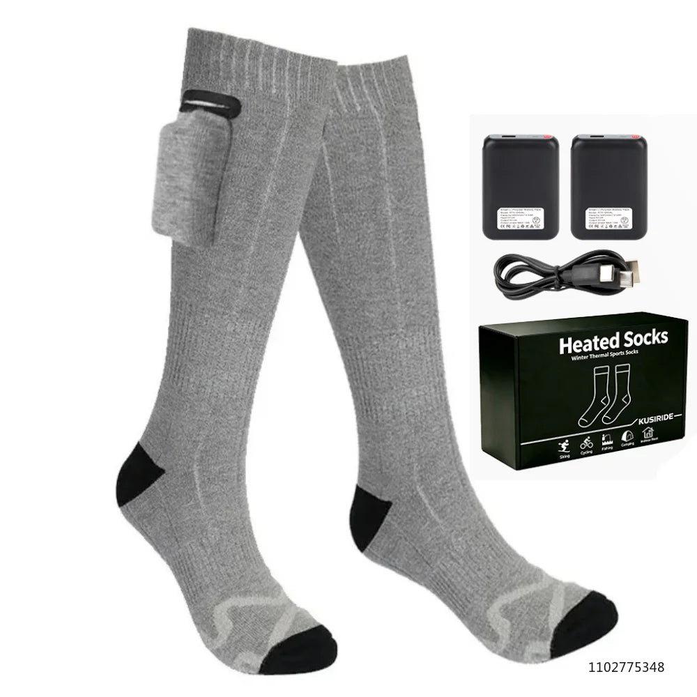 New Heated Socks Rechargeable 6000mah Electric Heated Skiing Socks Snowboarding Outdoor Sports Foot Warmer Winter Thermal Socks