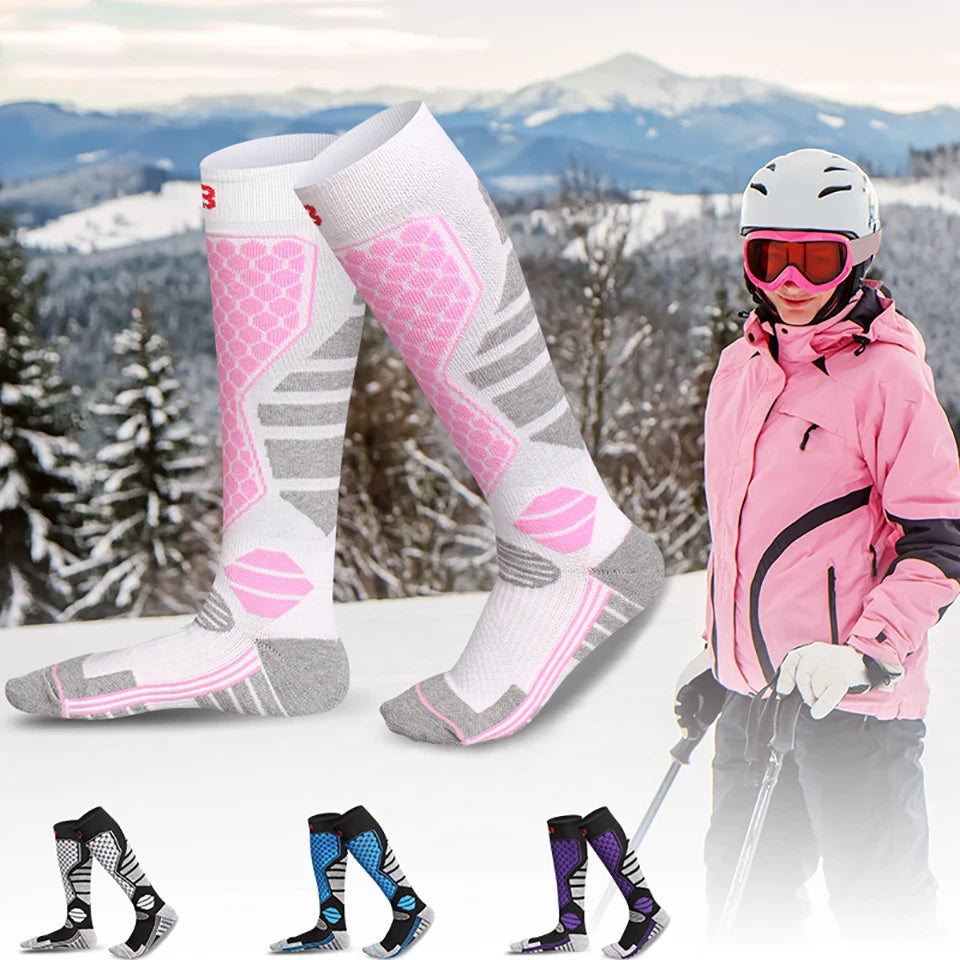GTUBIKE 1 Pair Winter Warm Ski Stockings Thickening Hiking Socks for Women Men Anti-Cold Skiing Outdoor Sport Stockings Snow