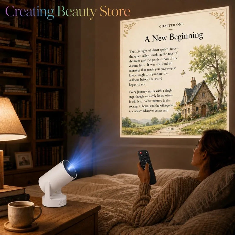 Book Projector for Reading, 720P Native HD with 180° Rotation Book Projector Built-in Speaker, 4K Input Support ，wall decoration
