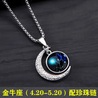 New Zodiac Sign Necklaces for Men Women Trendy Luminous Pendant Necklaces Cool Unique Couple Hip-hop Necklaces Stainless Steel