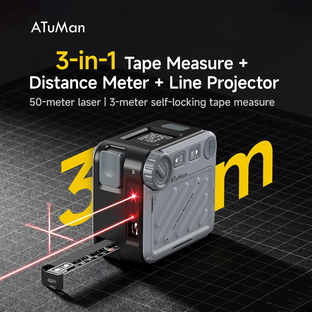 DUKA ATUMAN LT1 3-in-1 Laser Tape Measure Digital Distance Meter Cross Line Laser High Precision Measuring Tool