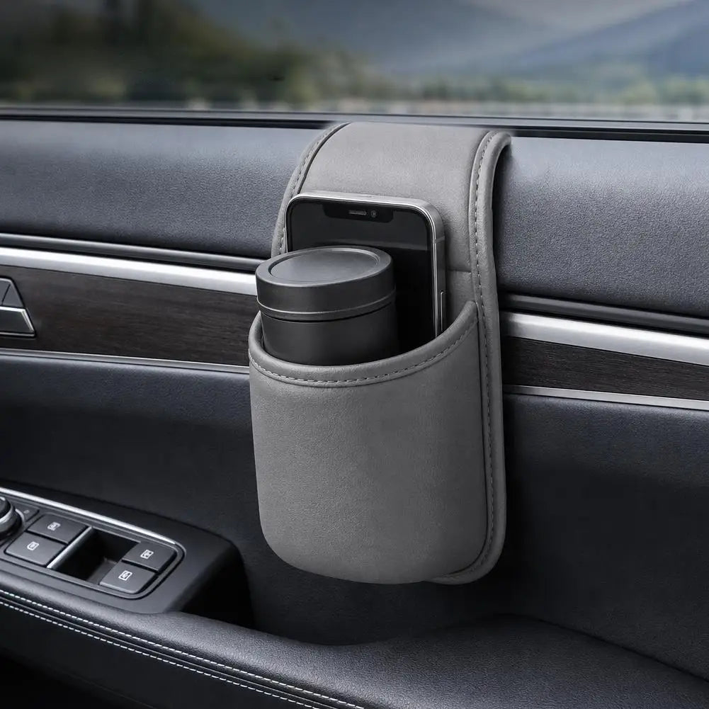 Multifunctional Car Door Hanging Storage Pocket Universal Leather Cup Holder Window Side Storage Bucket Car Interior Organizer