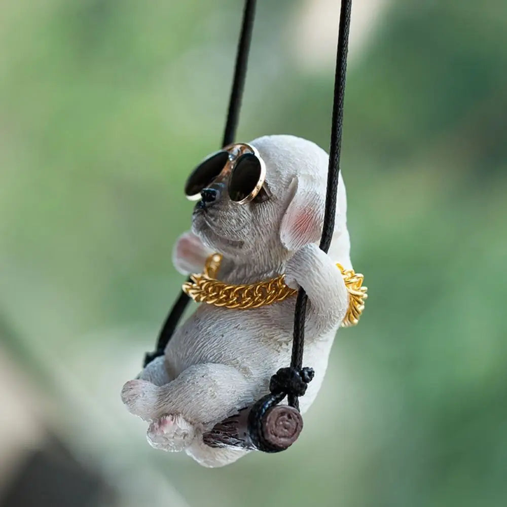 Trend Swing Dog Auto Interior Accessories Decoration Sunglasses Car Pendant Bulldog Resin Car Hanging Gift