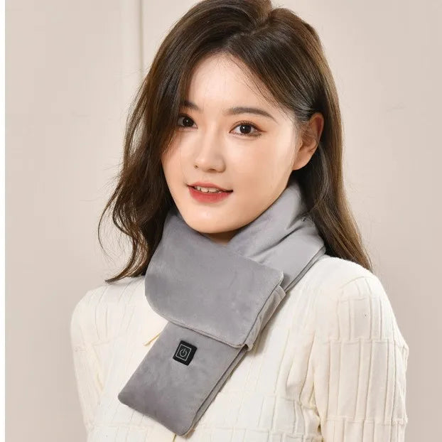USB Women Men Heating Scarf Temperature Scarf 3 Gears Wrap Fleece Washable Electric Neck Warmer Winter Outdoor Camping Skiing
