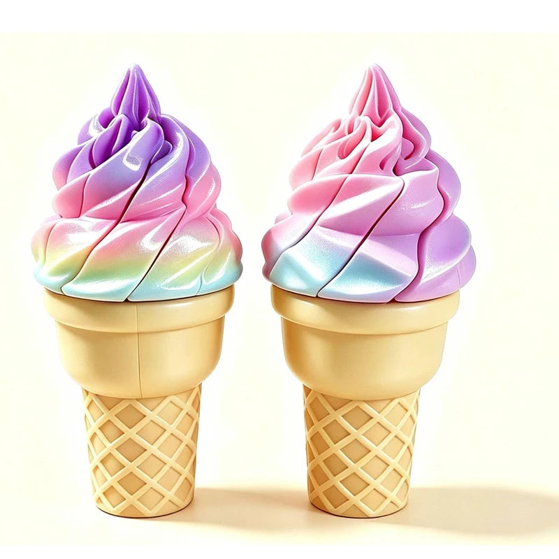 3D Printed Ice Cream Fidget Toys Portable Deformable Twist Ice Cream Anxiety Stress Relief Sensory Toys Party Favors