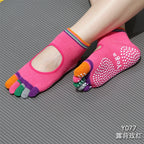 Colorful Five Finger Yoga Socks Design High Quality Women Sports Socks Profession Silicone Anti-slip Pilates Dance Cotton Socks