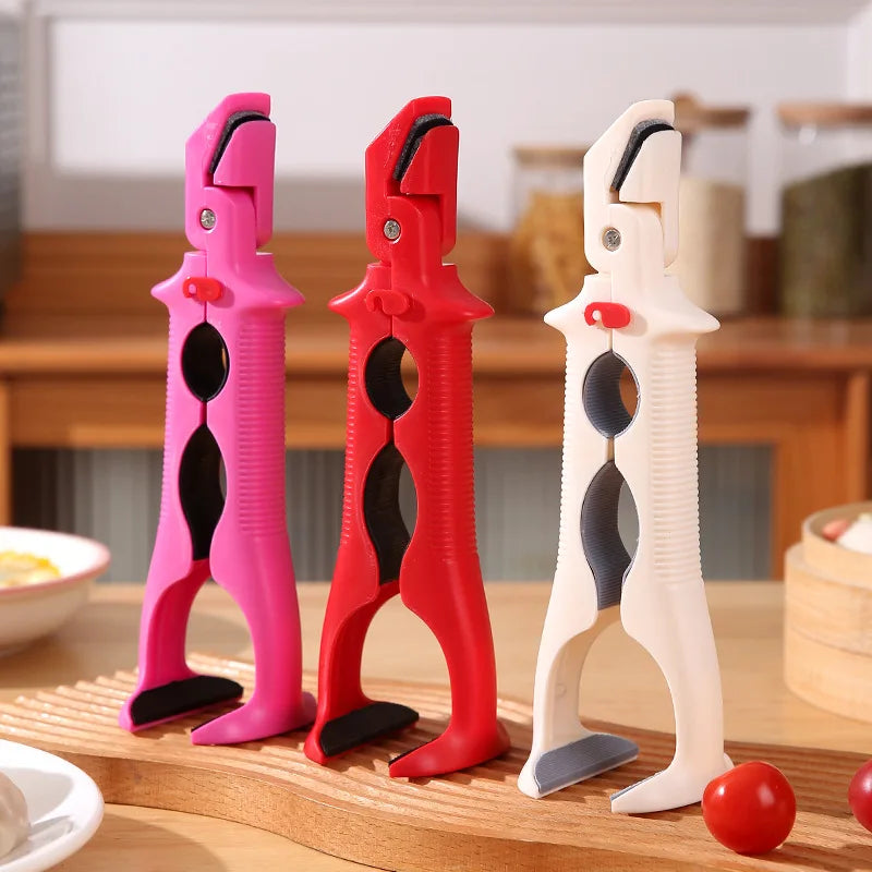 3-in-1 Heat-Proof Dish Clips for Kitchen, Anti-Slip Plate Grippers, Labor-saving Bottle Opener Integrated at the Tail Main image