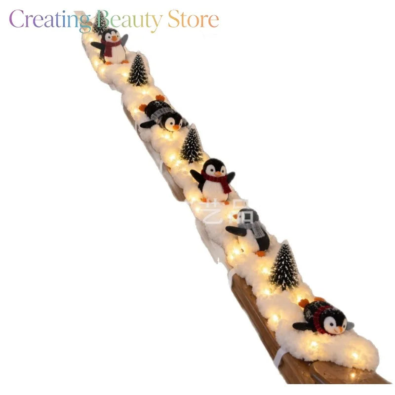 Penguin Christmas Stair Snow Decor Staircase decorative light