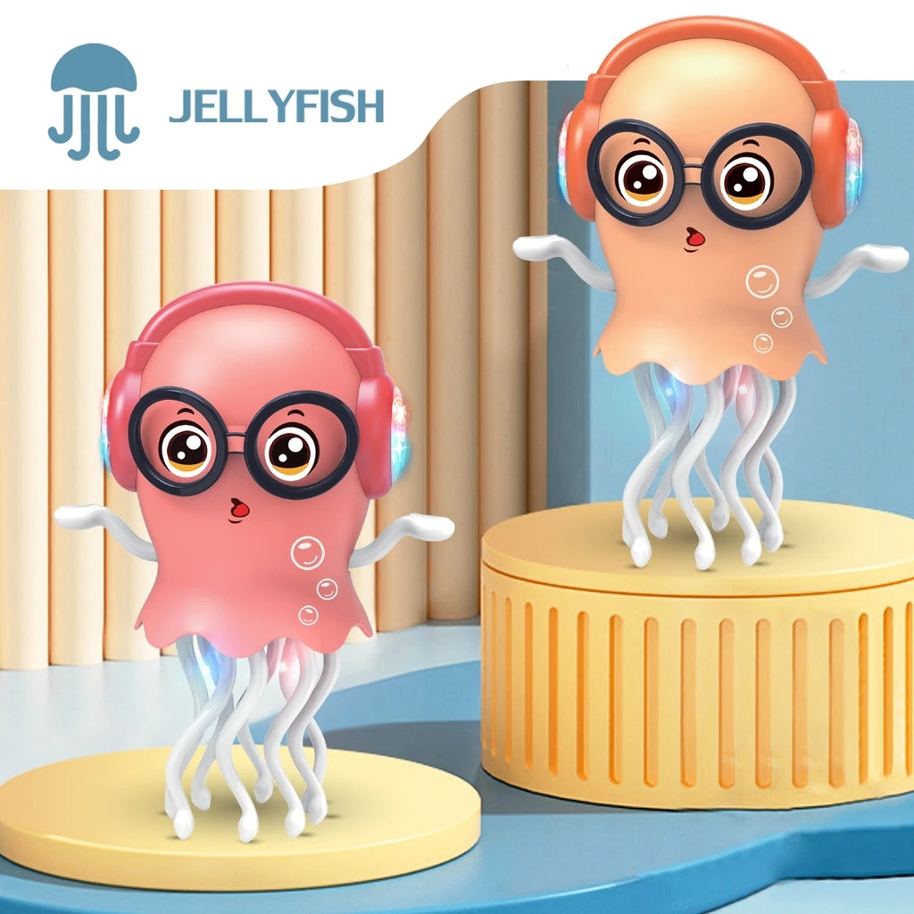 Electrically-Powered Crawling Dancing Jellyfish Toy, An Octopus With Automatic Obstacle Sensor, Intelligent LED Lights and Mu