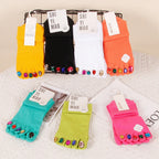 Creative Rhinestone Toe Nail Art Five‑Toe Socks, Breathable Polyester Split‑Toe Mid‑Calf Socks, Multi‑Color Trendy Casual Socks