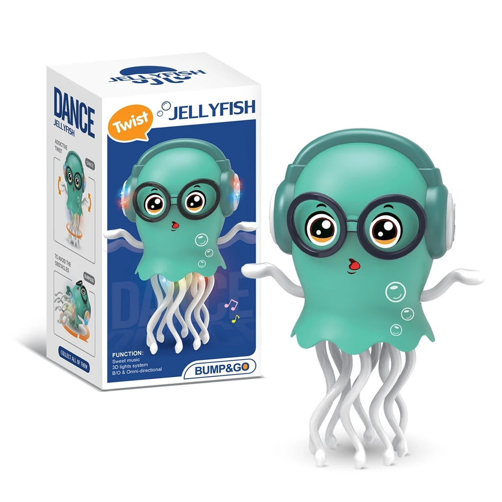 Electrically-Powered Crawling Dancing Jellyfish Toy, An Octopus With Automatic Obstacle Sensor, Intelligent LED Lights and Mu