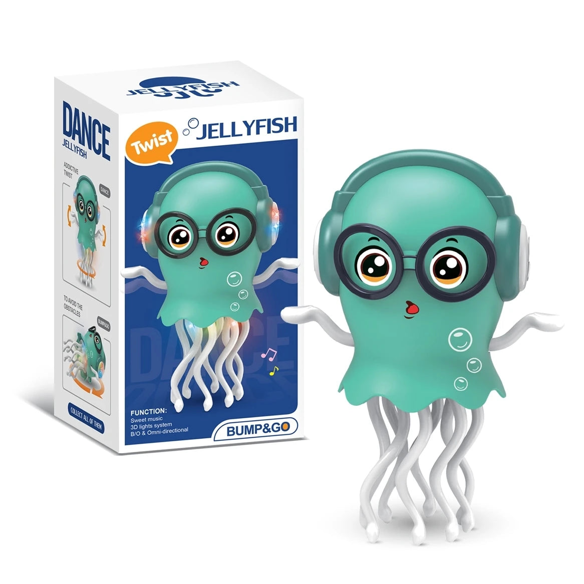 Electrically-Powered Crawling Dancing Jellyfish Toy, An Octopus With Automatic Obstacle Sensor, Intelligent LED Lights and Mu