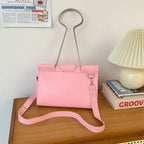Large-Capacity Felt Binder Clip Crossbody Bag Quirky Fun Shape Long Tail Clip Handbag Solid Color Unique Funny Shoulder Bag