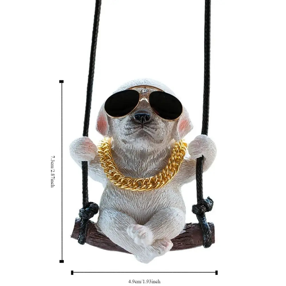 Trend Swing Dog Auto Interior Accessories Decoration Sunglasses Car Pendant Bulldog Resin Car Hanging Gift