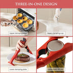 3-in-1 Heat-Proof Dish Clips for Kitchen, Anti-Slip Plate Grippers, Labor-saving Bottle Opener Integrated at the Tail