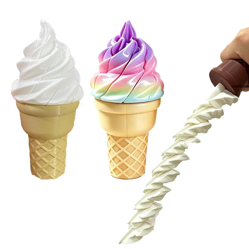 3D Printed Ice Cream Fidget Toys Portable Deformable Twist Ice Cream Anxiety Stress Relief Sensory Toys Party Favors Main image