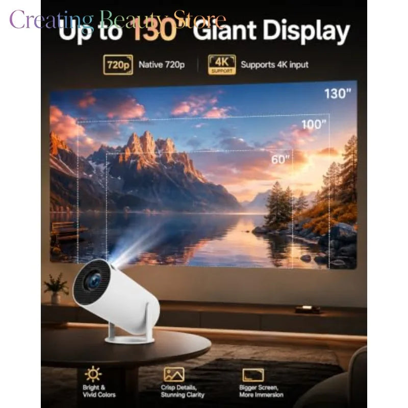 Book Projector for Reading, 720P Native HD with 180° Rotation Book Projector Built-in Speaker, 4K Input Support ，wall decoration