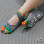 Colorful Five Finger Yoga Socks Design High Quality Women Sports Socks Profession Silicone Anti-slip Pilates Dance Cotton Socks