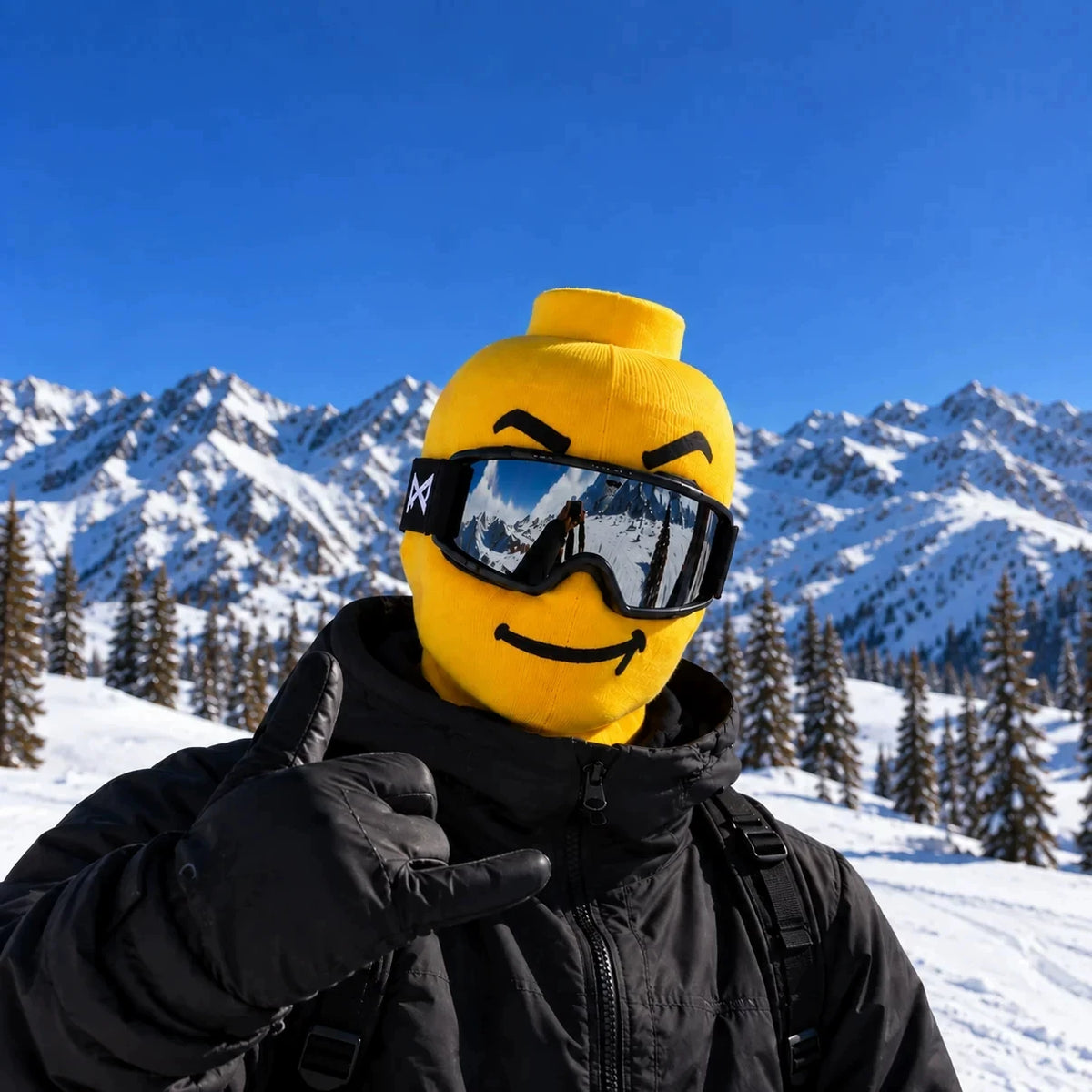 Snowboard Mask Bike Riding Windproof Face Cover All-Match Yellow Little Fellow Printed Simulation Mask Unisex Nylon Material