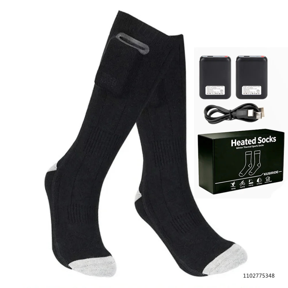 New Heated Socks Rechargeable 6000mah Electric Heated Skiing Socks Snowboarding Outdoor Sports Foot Warmer Winter Thermal Socks