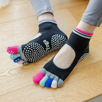 Colorful Five Finger Yoga Socks Design High Quality Women Sports Socks Profession Silicone Anti-slip Pilates Dance Cotton Socks