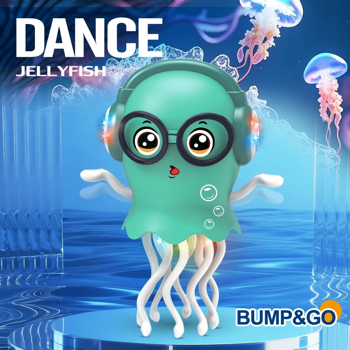 Electrically-Powered Crawling Dancing Jellyfish Toy, An Octopus With Automatic Obstacle Sensor, Intelligent LED Lights and Mu