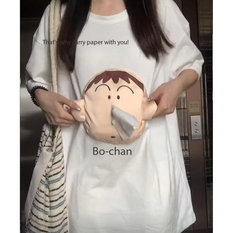 Creative 3D Pull-Out Tissue T-Shirt Short Sleeve Fun Fashion Trends Portable Tissue Paper Cute Christmas Gifts
