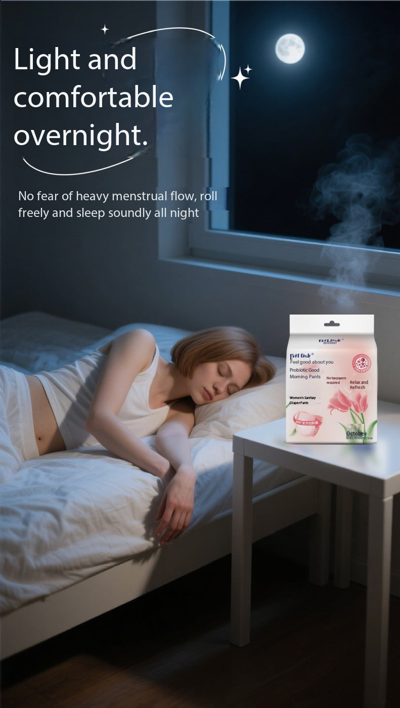 10PCS Disposable Period Panties Probiotic Blue Core Organic Cotton Menstrual High Absorption Feminine Breathable Cotton Day&Night Use Sanitary PANTIES For Women