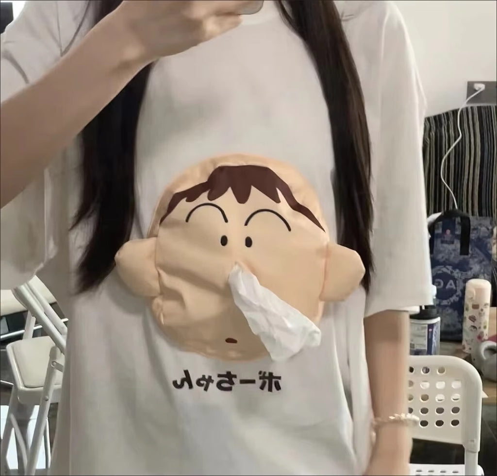 Creative 3D Pull-Out Tissue T-Shirt Short Sleeve Fun Fashion Trends Portable Tissue Paper Cute Christmas Gifts