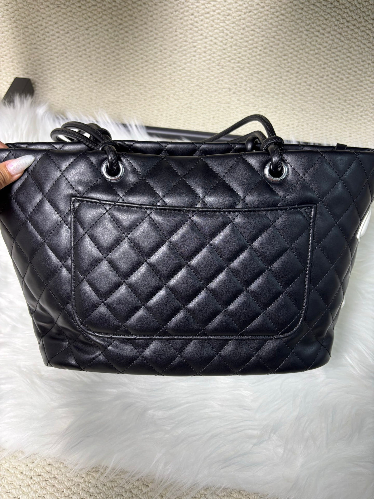 Channel 2026 New Portable Panda Black and White Color Matching Cambon Vegetable Basket Tote Shoulder Shopping Bag